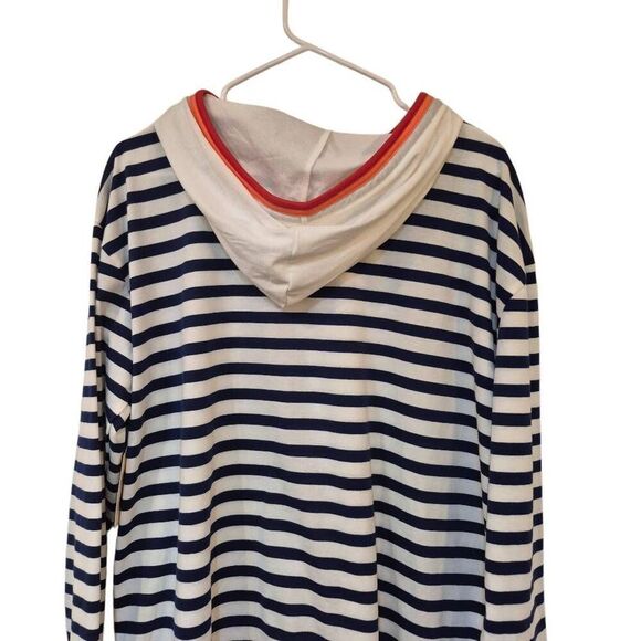 St. John's Bay Women's Navy & White Striped Cotton/Poly Lightweight Hoodie NEW - Picture 6 of 10